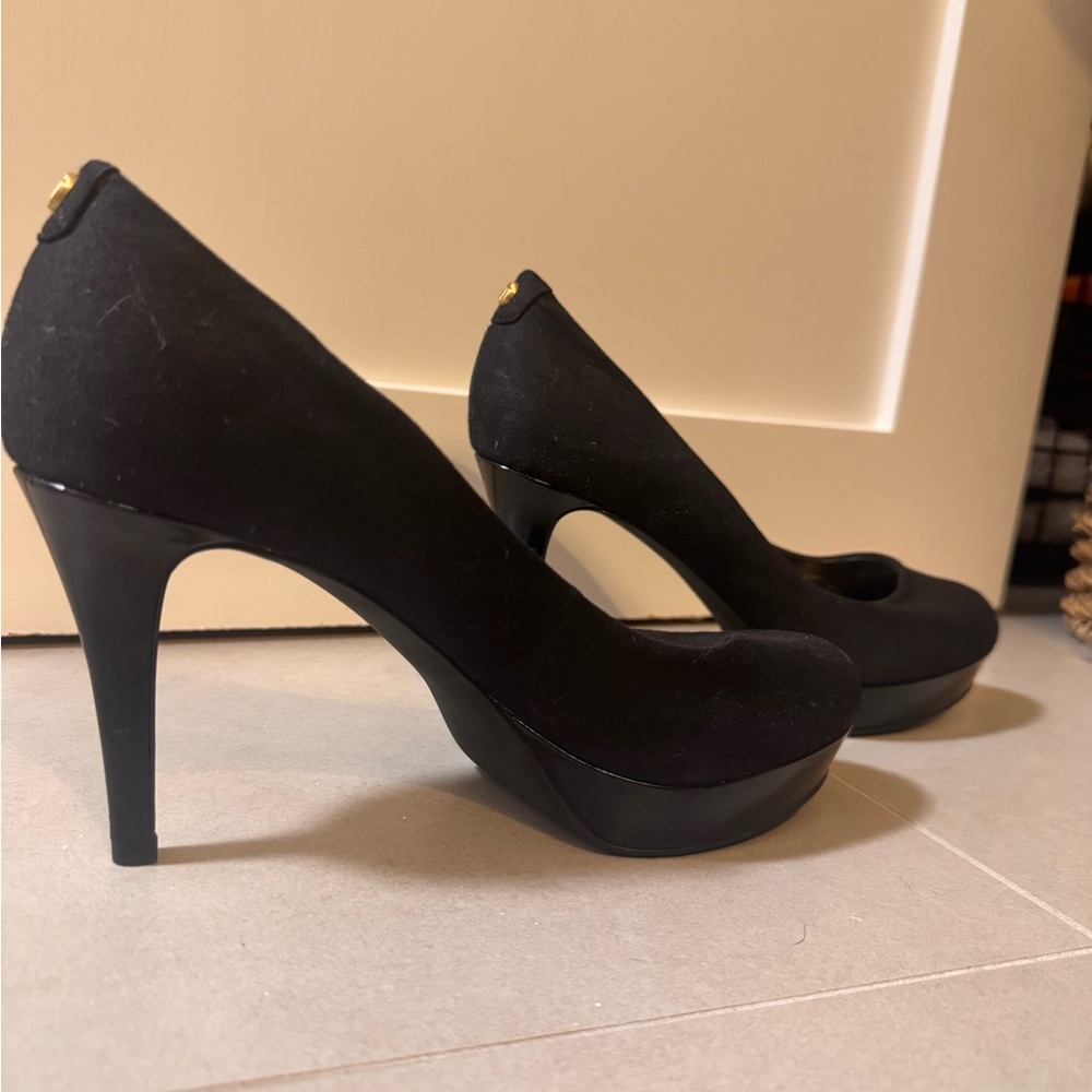Tahari Sophia Black Suede Heels